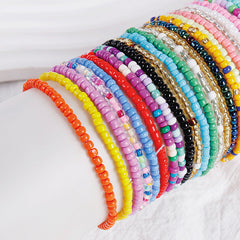 Pulsera de cuentas de arroz apiladas bohemias de colores variados, pulsera combinada de cuentas redondas, pulsera para mujer