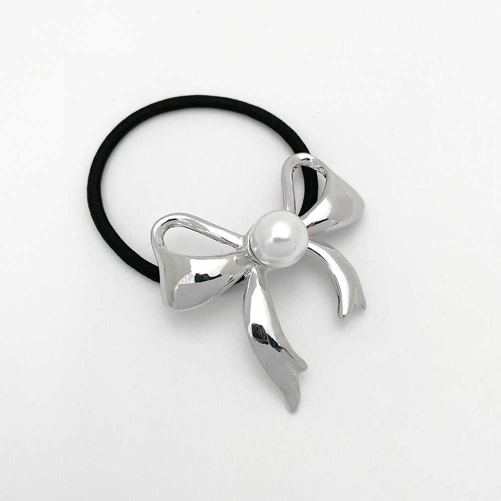 Coletero para mujer estilo IG con lazo de aleación con forma de corazón rojo, flor y perlas de imitación tridimensionales