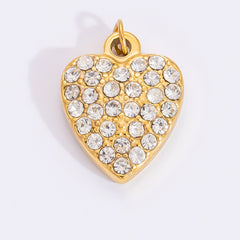 1 pieza 11,34 x 11,08 mm, 24,65 x 13,62 mm, 4,29 x 24,15 mm, acero inoxidable 304, circonita chapada en oro de 18 quilates, forma de corazón, colgante de caramelo, accesorios de joyería 