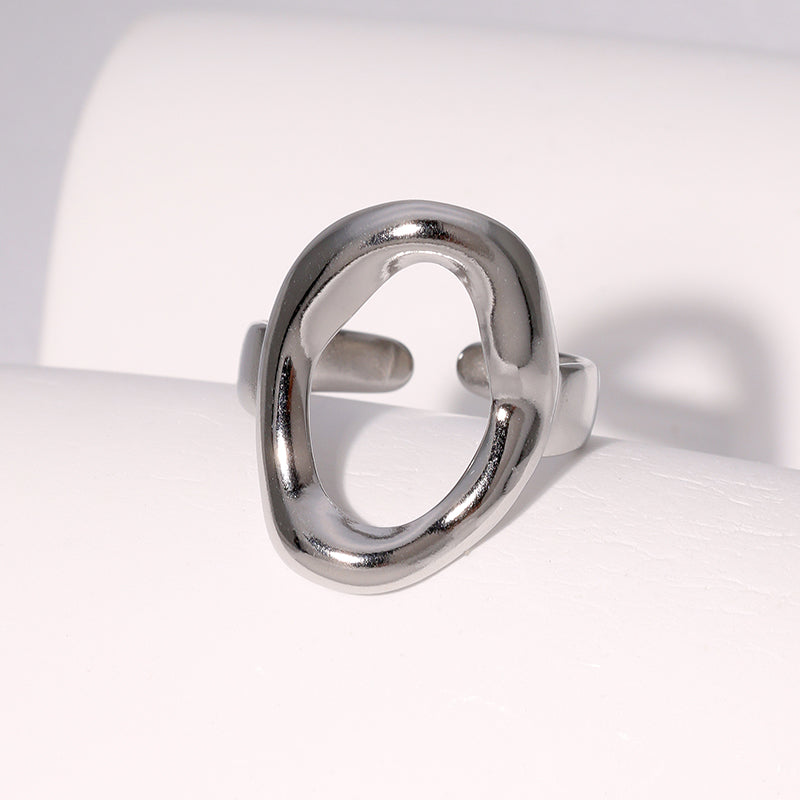 Anillos abiertos chapados en oro de 18 quilates de acero inoxidable 304 con diseño geométrico, estilo moderno, estilo simple, joyería al por mayor.