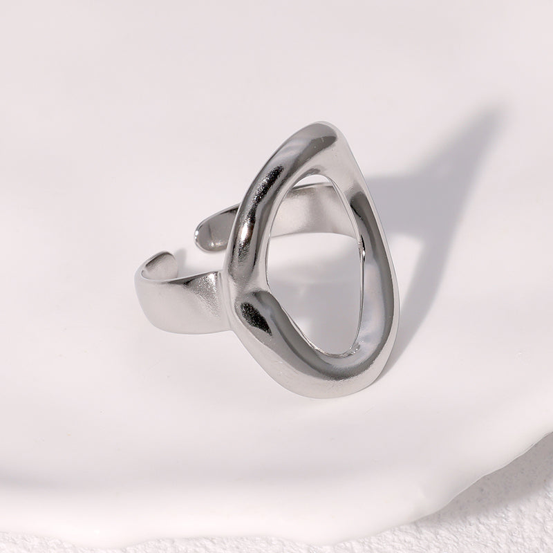 Anillos abiertos chapados en oro de 18 quilates de acero inoxidable 304 con diseño geométrico, estilo moderno, estilo simple, joyería al por mayor.