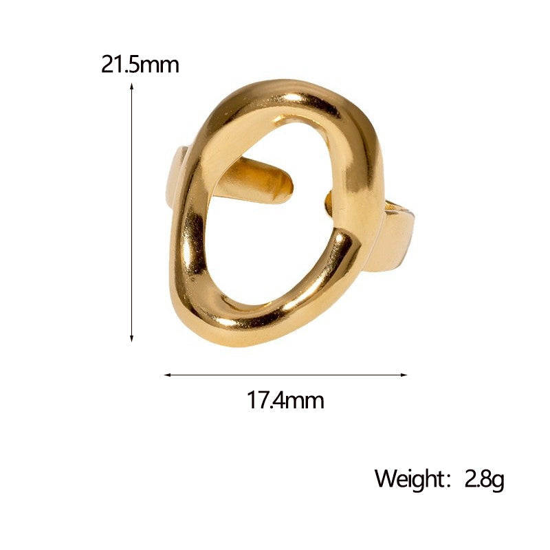 Anillos abiertos chapados en oro de 18 quilates de acero inoxidable 304 con diseño geométrico, estilo moderno, estilo simple, joyería al por mayor.