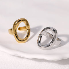 Anillos abiertos chapados en oro de 18 quilates de acero inoxidable 304 con diseño geométrico, estilo moderno, estilo simple, joyería al por mayor.