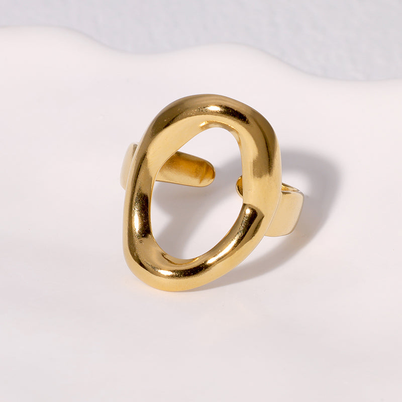 Anillos abiertos chapados en oro de 18 quilates de acero inoxidable 304 con diseño geométrico, estilo moderno, estilo simple, joyería al por mayor.