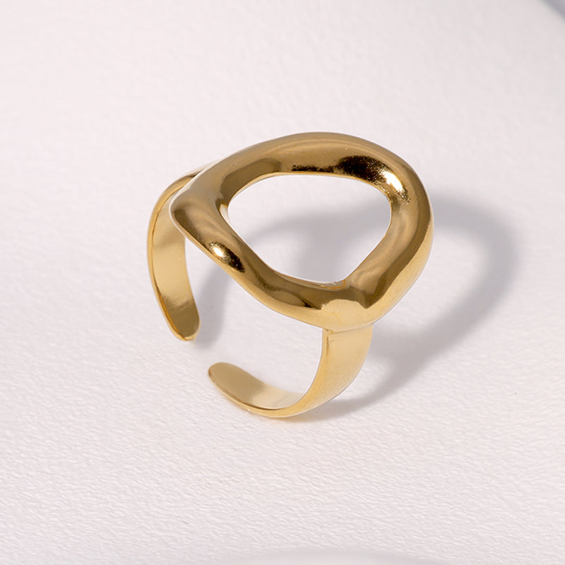 Anillos abiertos chapados en oro de 18 quilates de acero inoxidable 304 con diseño geométrico, estilo moderno, estilo simple, joyería al por mayor.