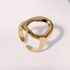 Anillos abiertos chapados en oro de 18 quilates de acero inoxidable 304 con diseño geométrico, estilo moderno, estilo simple, joyería al por mayor.