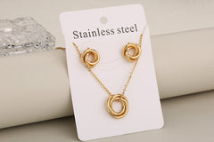 Conjunto de joyería al por mayor de estilo clásico, informal, para vacaciones, con círculos, de acero inoxidable 304 chapado en oro de 18 quilates.