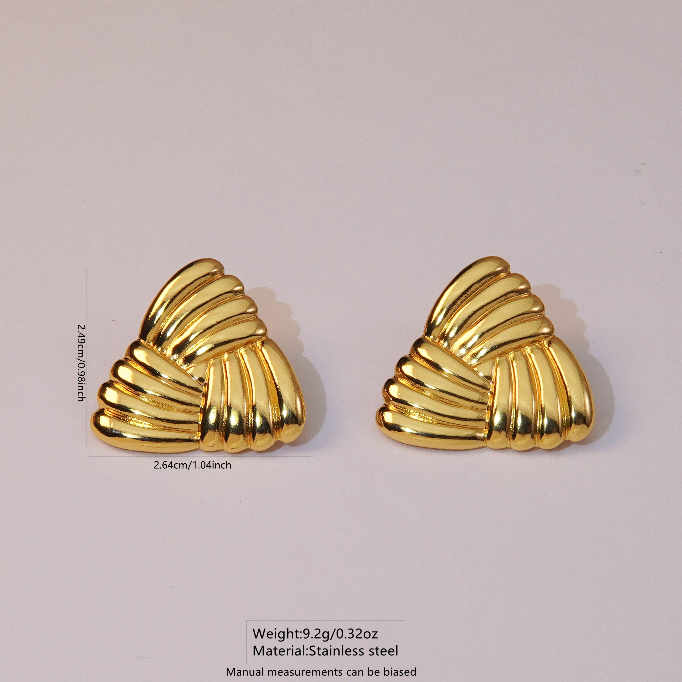 1 par de pendientes de acero inoxidable 304 con baño de oro de imitación y estilo simple triangular.