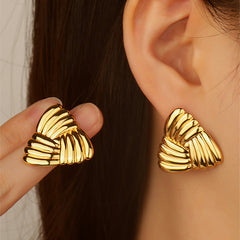 1 par de pendientes de acero inoxidable 304 con baño de oro de imitación y estilo simple triangular.