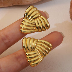 1 par de pendientes de acero inoxidable 304 con baño de oro de imitación y estilo simple triangular.