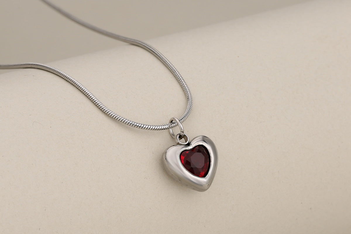 Joyería al por mayor, collares de acero inoxidable 304 con incrustaciones de circonitas, estilo clásico, forma de corazón, princesa 