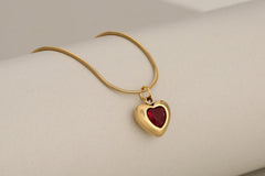 Joyería al por mayor, collares de acero inoxidable 304 con incrustaciones de circonitas, estilo clásico, forma de corazón, princesa 