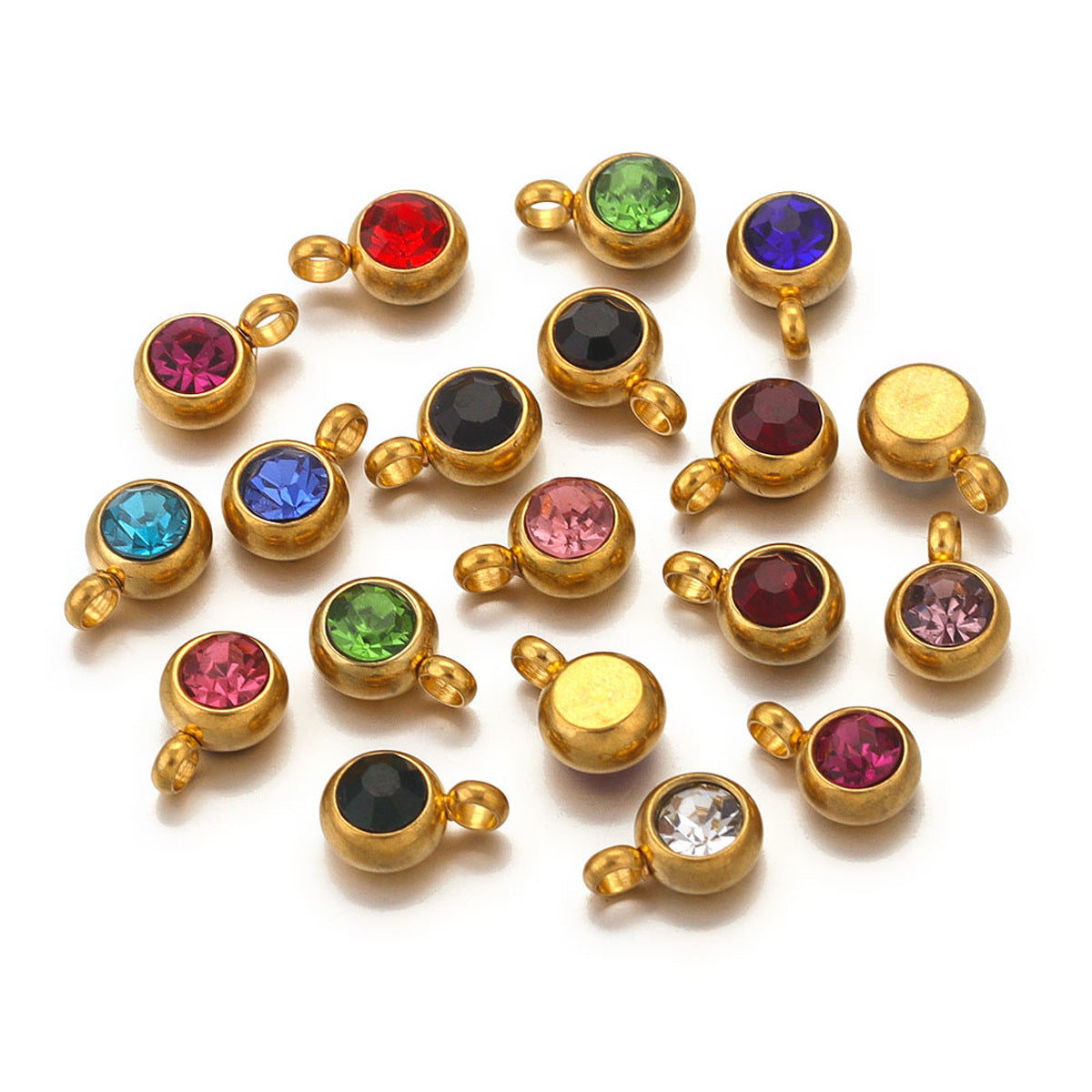 20 piezas/paquete de accesorios de joyería con colgante geométrico de acero inoxidable 304 de 6 mm de diámetro. 