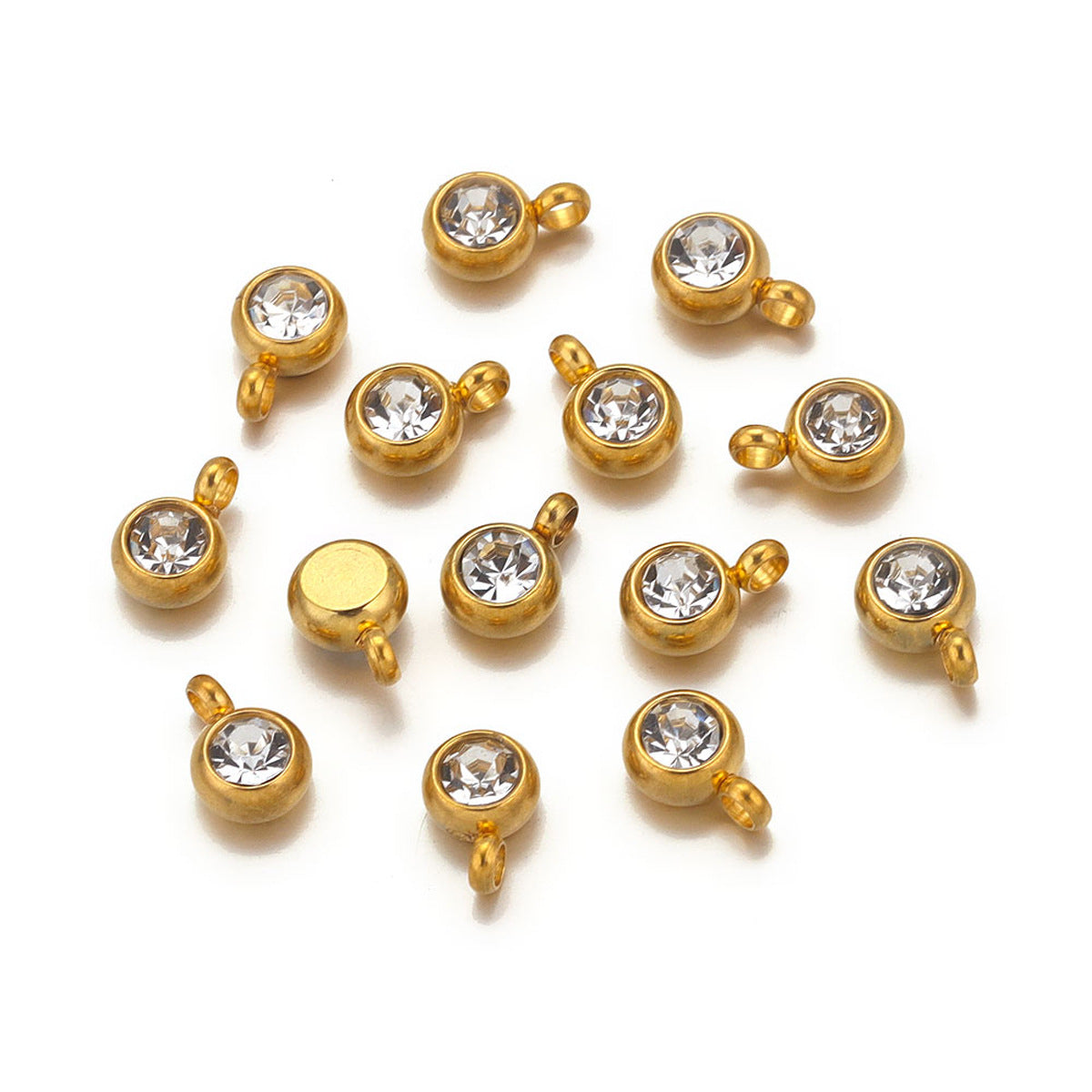 20 piezas/paquete de accesorios de joyería con colgante geométrico de acero inoxidable 304 de 6 mm de diámetro. 