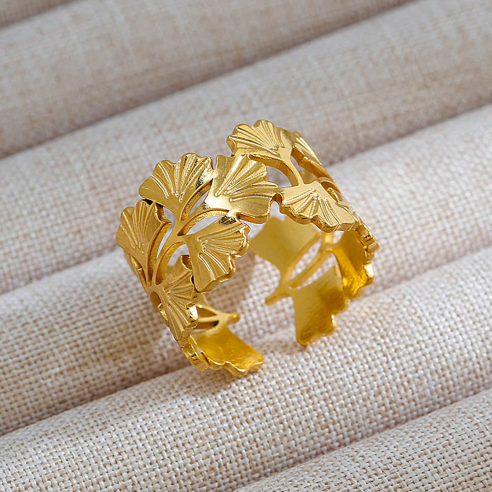 Anillo abierto de acero inoxidable 304 con letras geométricas, estilo hip hop, punk y streetwear. 