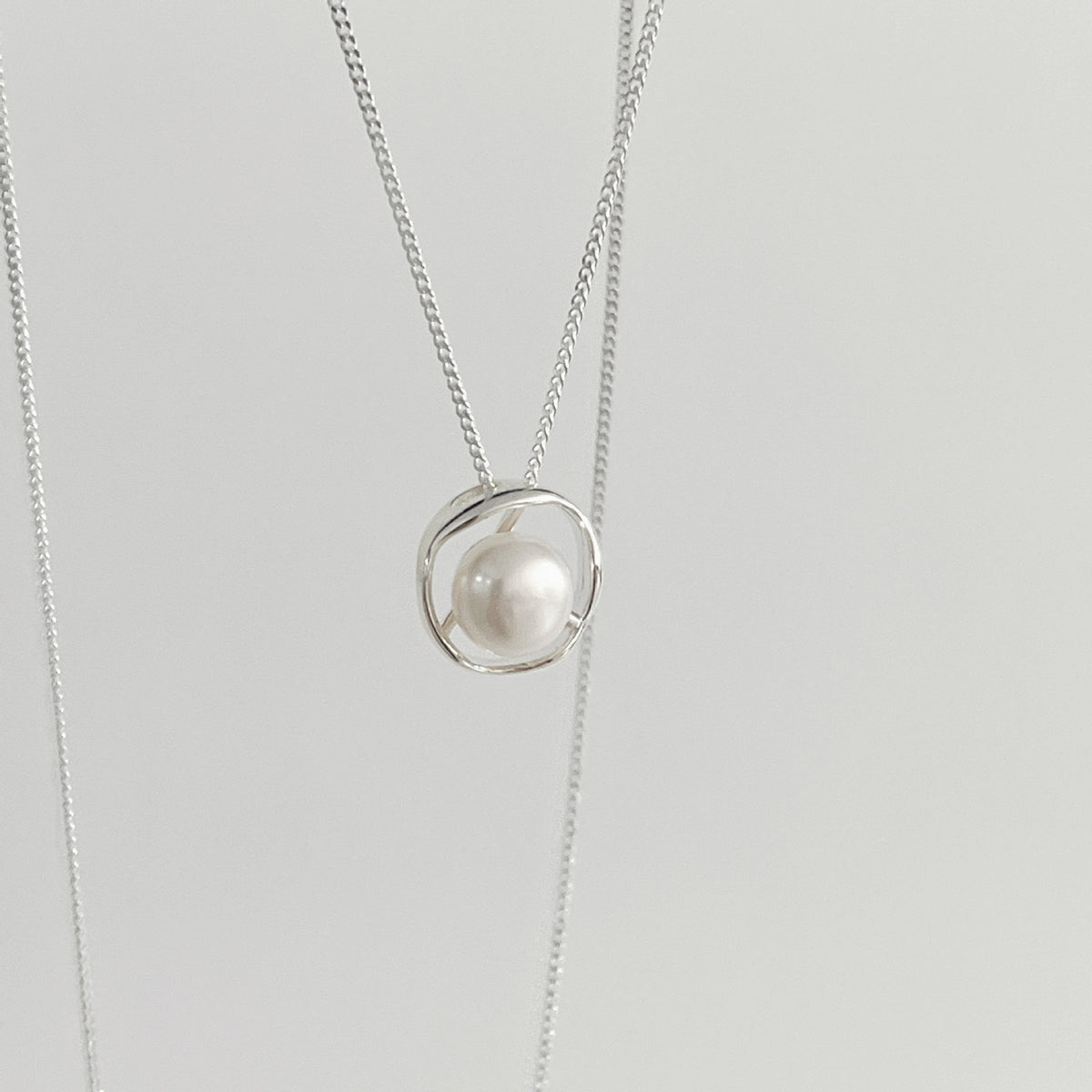 Irregular freshwater pearl pendant  925 sterling silver necklace