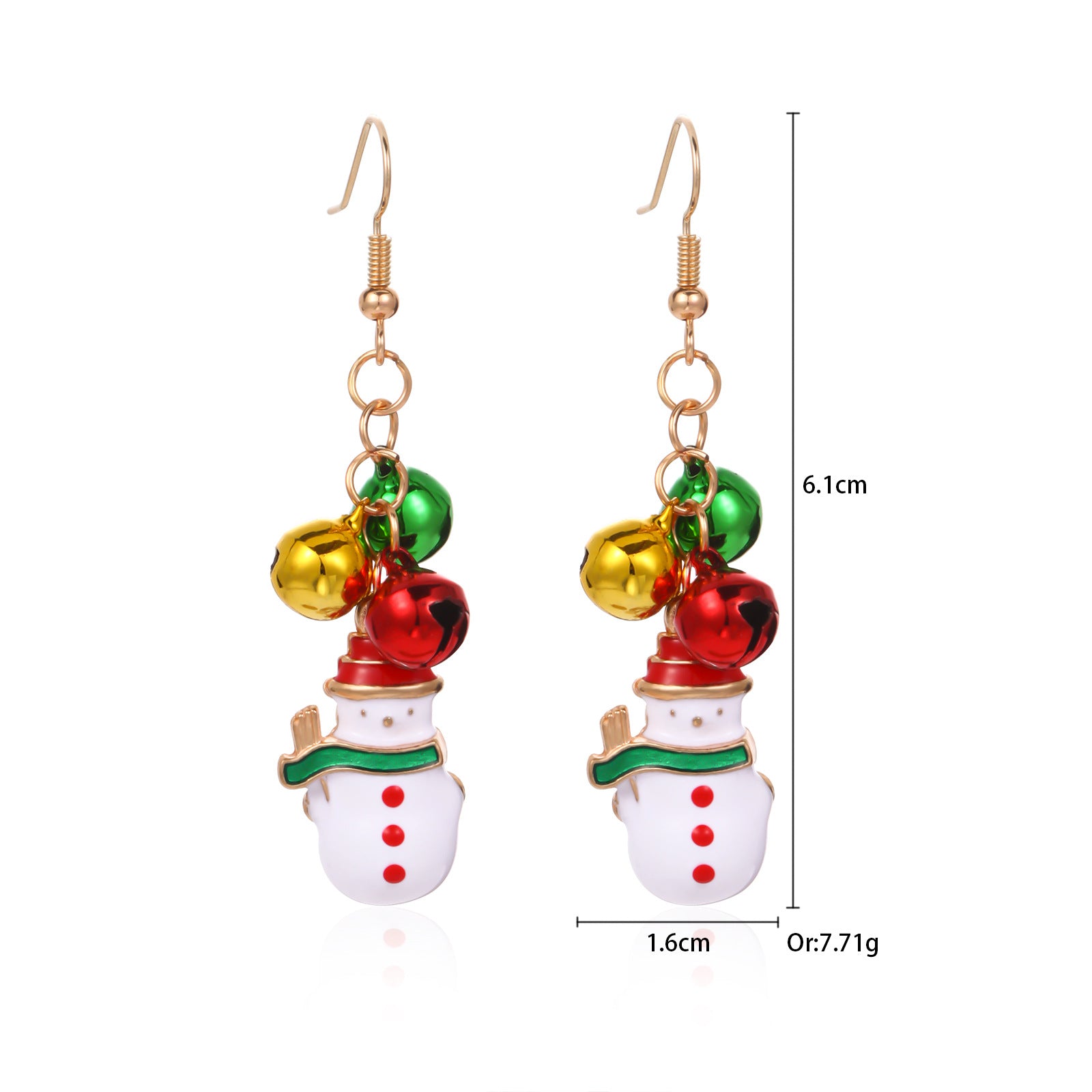 3 pares por modelo Lindos pendientes colgantes de aleación de zinc con forma de campana y corona de árbol de Navidad 