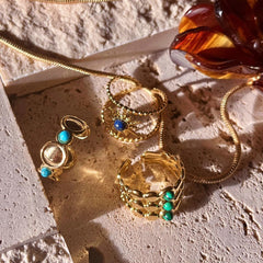 Anillo egipcio multicapa, versión ancha y hueca, anillo abierto con octagrama. 