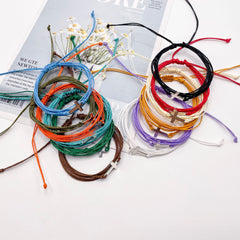 Pulsera tejida en cera, resistente al agua, con cuerda de la amistad, pulsera cruzada para surfear en la playa.