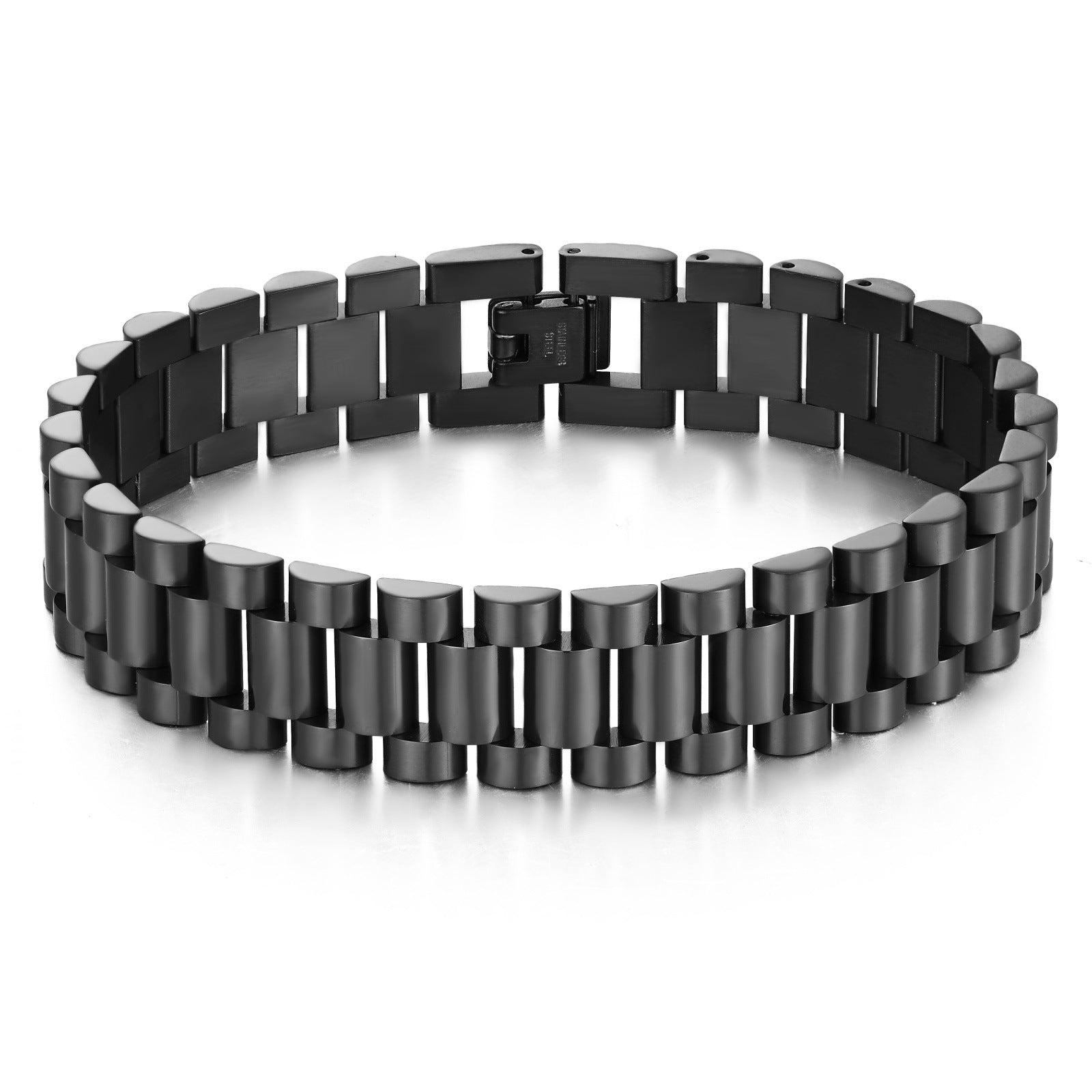 Correa de acero de titanio, pulsera de acero inoxidable de 15 mm, cadena de reloj para hombre, joyería ajustable 