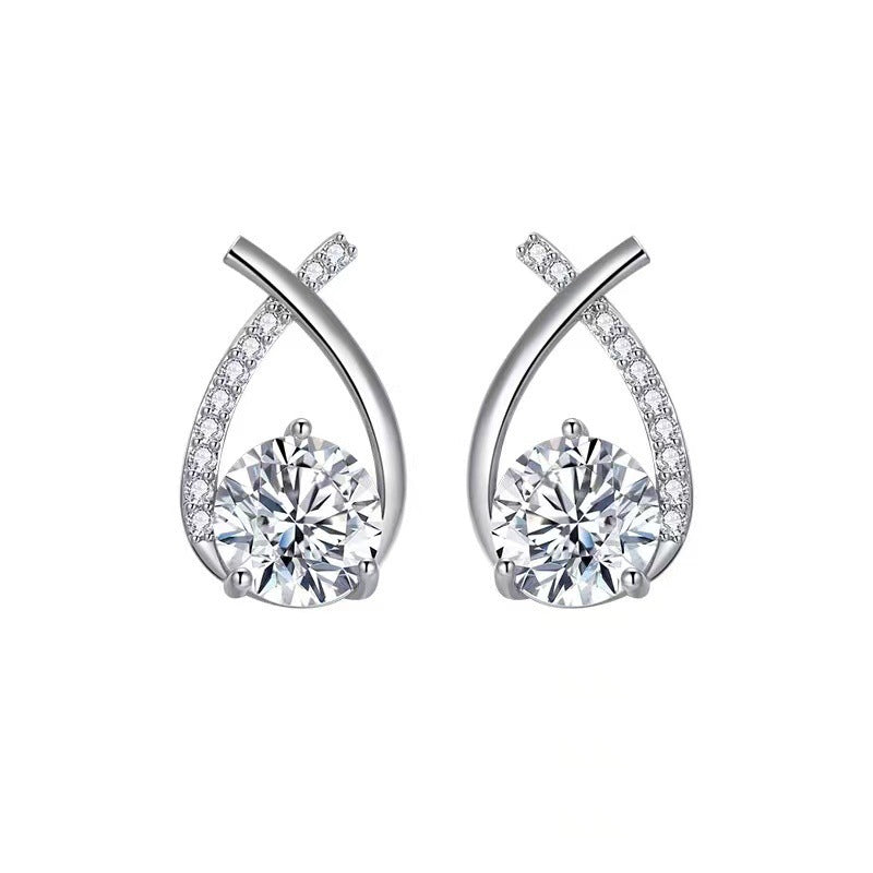 1 Pair Sweet IG Style Geometric Heart Shape Butterfly Inlay Alloy Rhinestones Pearl Drop Earrings Ear Studs