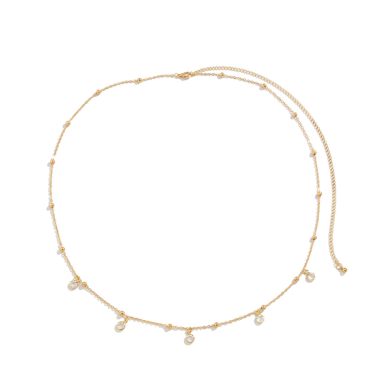 Cadena corporal de cadena fina de playa, cadena de cintura con flecos de estrella y luna de cristal de imitación 