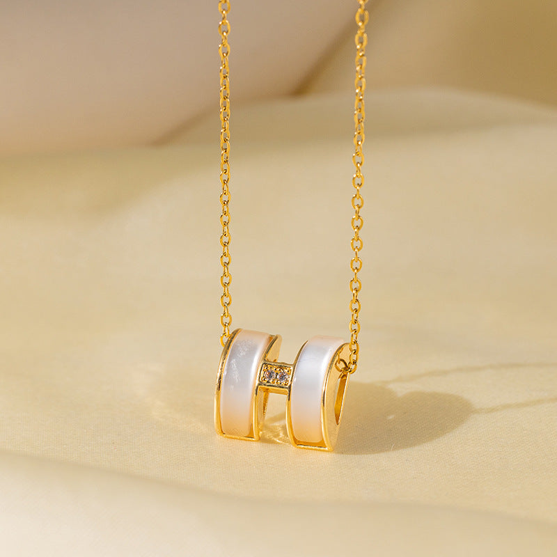 Wholesale Jewelry Sweet Simple Style Star Heart Shape Bow Knot Titanium Steel Zircon Plating Inlay Pendant Necklace