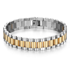 Correa de acero de titanio, pulsera de acero inoxidable de 15 mm, cadena de reloj para hombre, joyería ajustable 