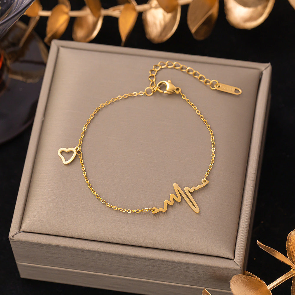 Pulsera de acero de titanio para mujer, pulsera sencilla, joyería 