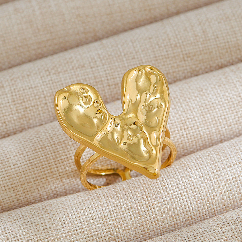 Anillo abierto de acero inoxidable 304 con letras geométricas, estilo hip hop, punk y streetwear. 