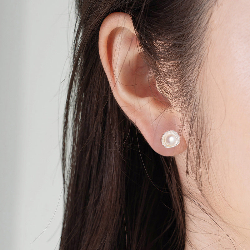 Pendientes de concha de perla de agua dulce natural (2 pares) 