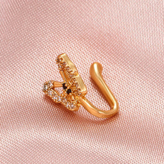Anillo nasal falso en forma de U, piercing nasal de mariposa con incrustaciones de diamantes sin orificio, clip nasal, joyería anti-punción 
