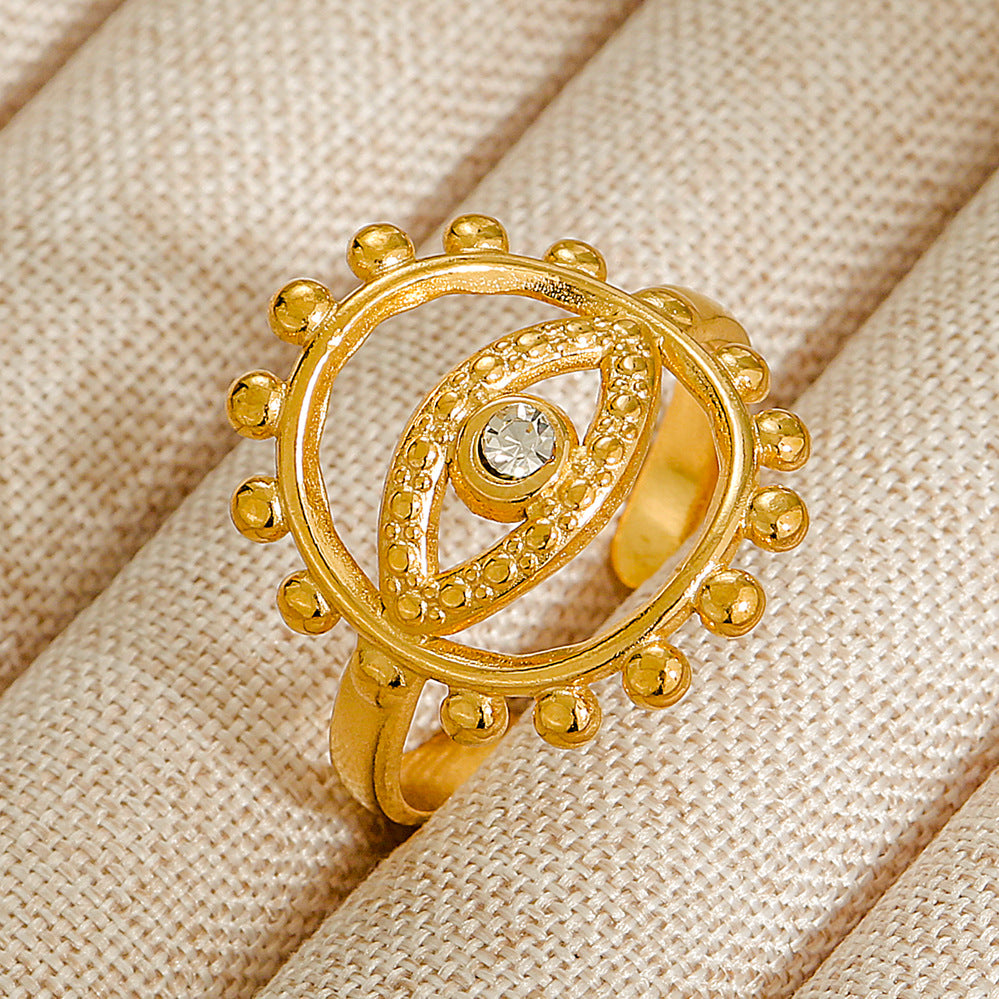Wholesale Jewelry Geometric 304 Stainless Steel Natural Stone Open Ring (Minimum purchase 10 pcs)