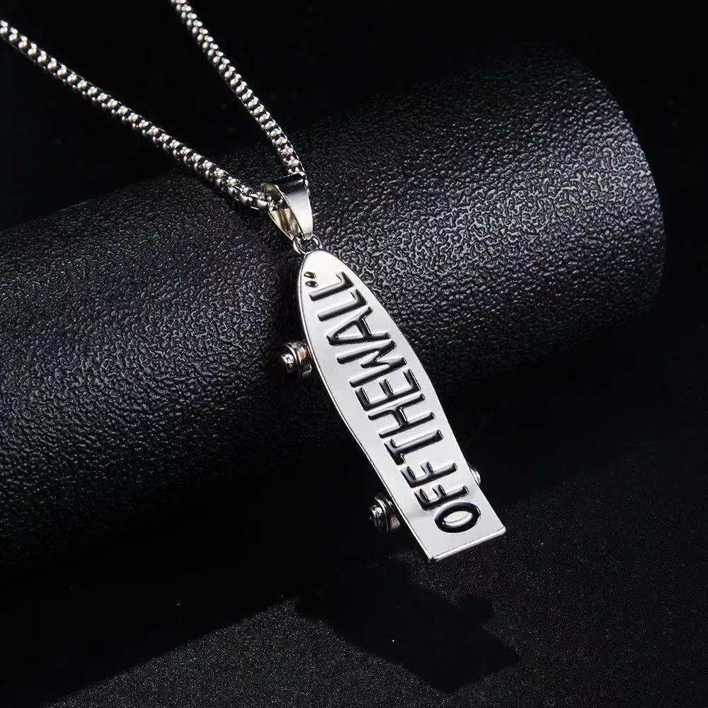 Collar de acero de titanio con colgante de hip hop para hombre 