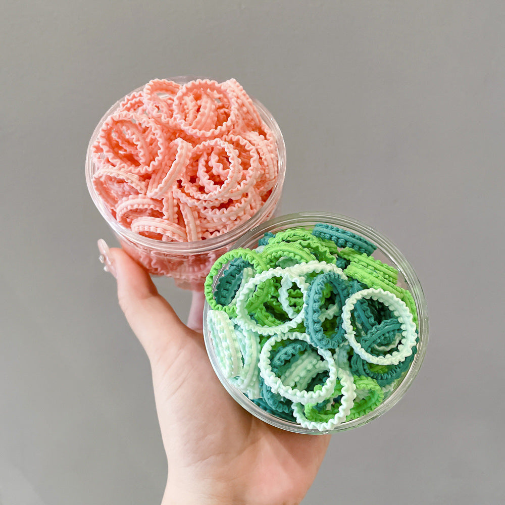 Banda de goma para niños, banda de goma de encaje enlatado de colores, cinta para el cabello elástica alta para niñas 