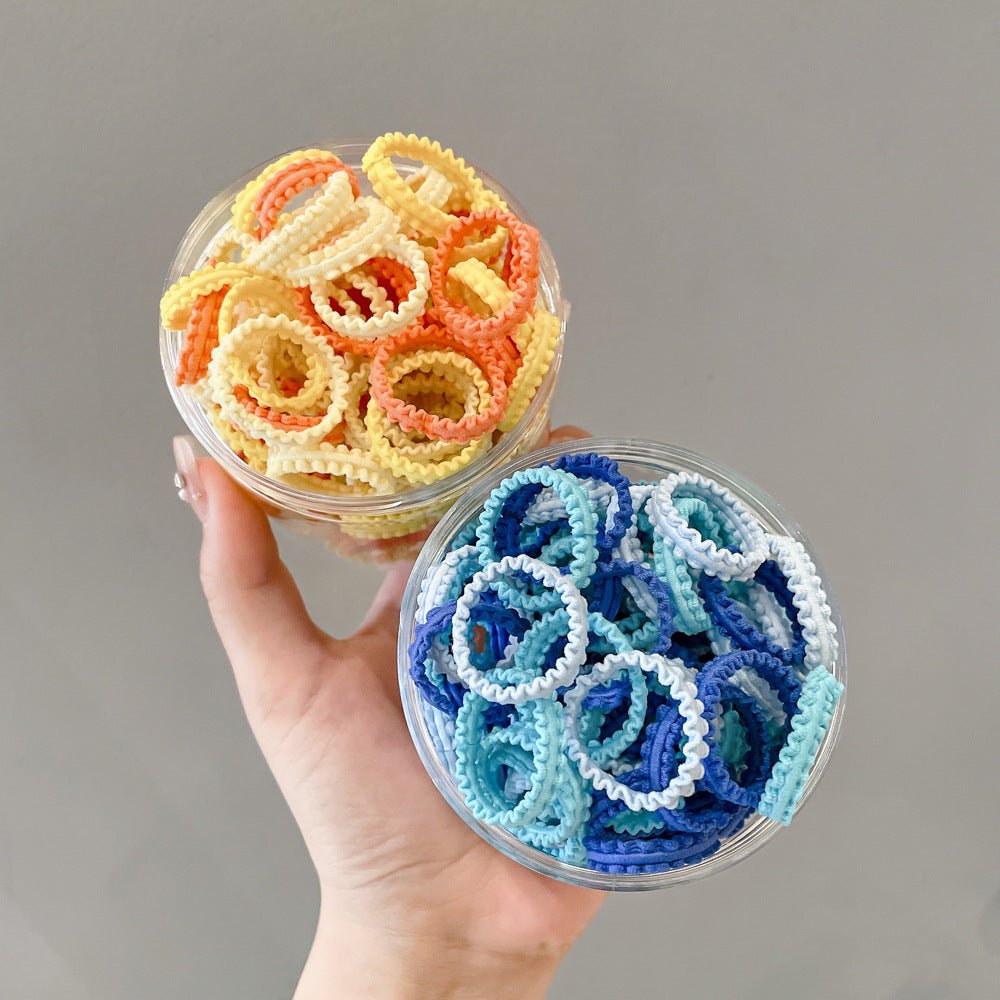 Banda de goma para niños, banda de goma de encaje enlatado de colores, cinta para el cabello elástica alta para niñas 