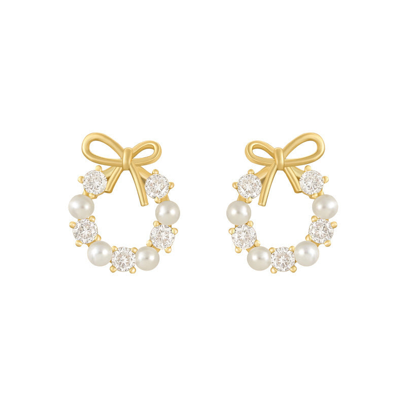 1 Pair Sweet IG Style Geometric Heart Shape Butterfly Inlay Alloy Rhinestones Pearl Drop Earrings Ear Studs