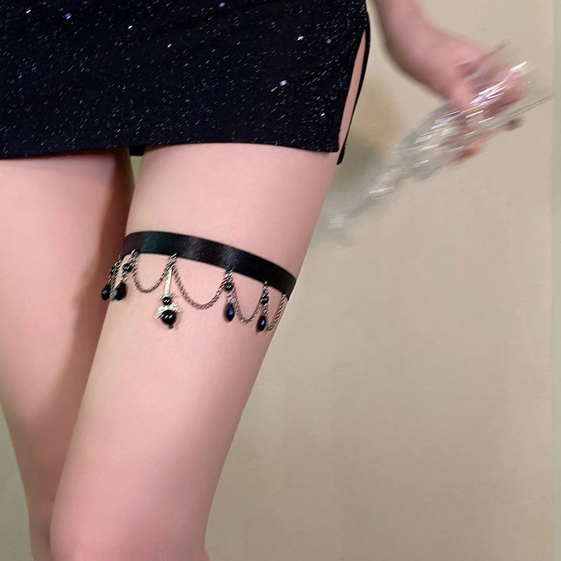 Sexy leg chain multi-layer flash diamond, thigh chain leg decoration, body chain