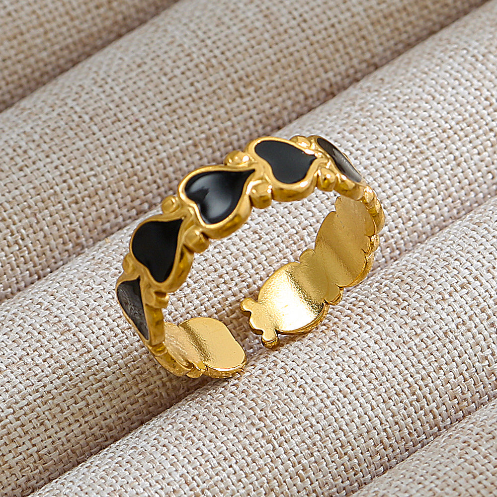 Anillo abierto de acero inoxidable 304 con letras geométricas, estilo hip hop, punk y streetwear. 