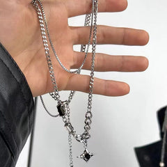 Collar doble para hombre, cadena de suéter para pareja, niño y mujer. 