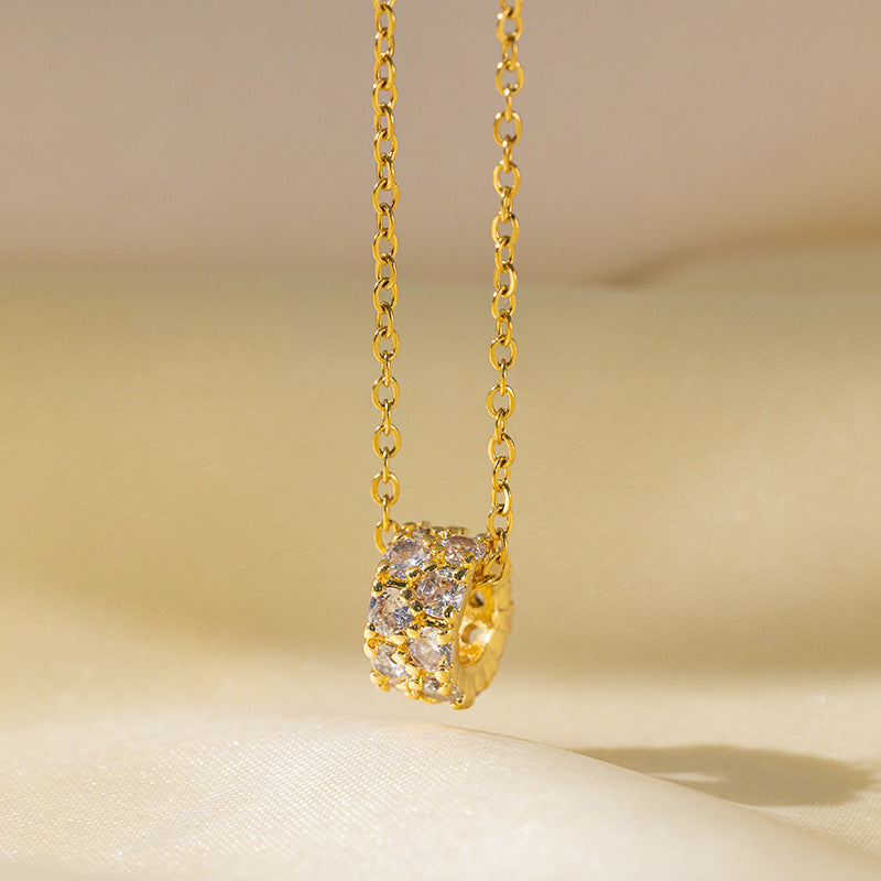 Wholesale Jewelry Sweet Simple Style Star Heart Shape Bow Knot Titanium Steel Zircon Plating Inlay Pendant Necklace