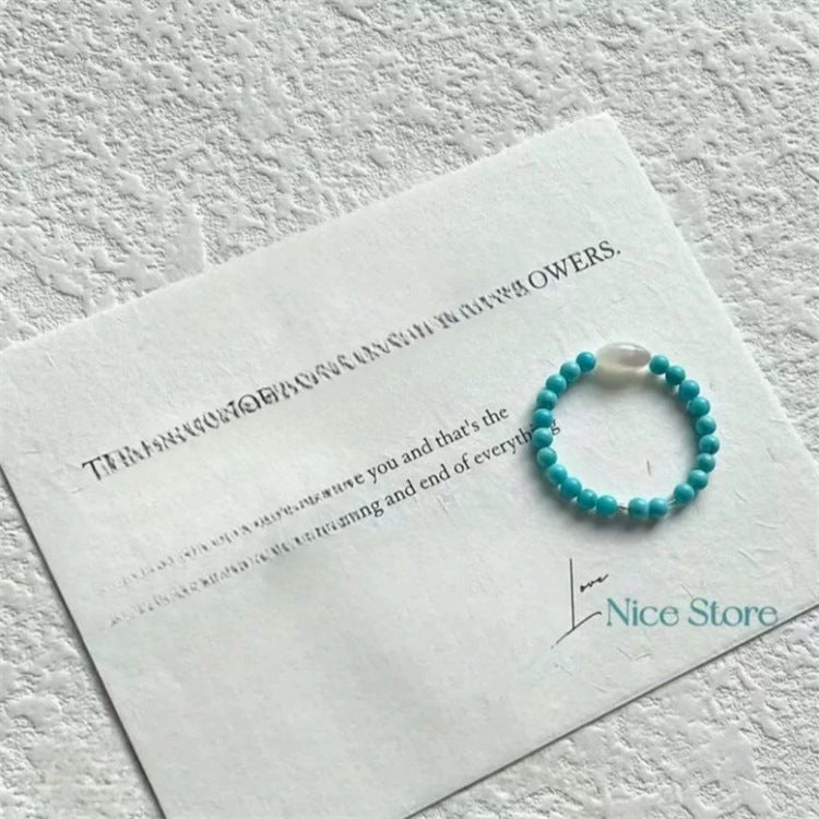 Collar de perlas de piedra natural azul para mujer con cadena de clavícula con cuentas 