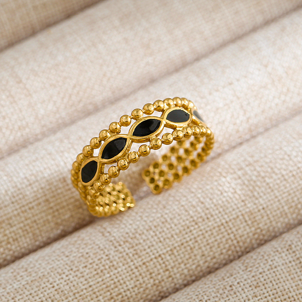 Anillo abierto de acero inoxidable 304 con letras geométricas, estilo hip hop, punk y streetwear. 
