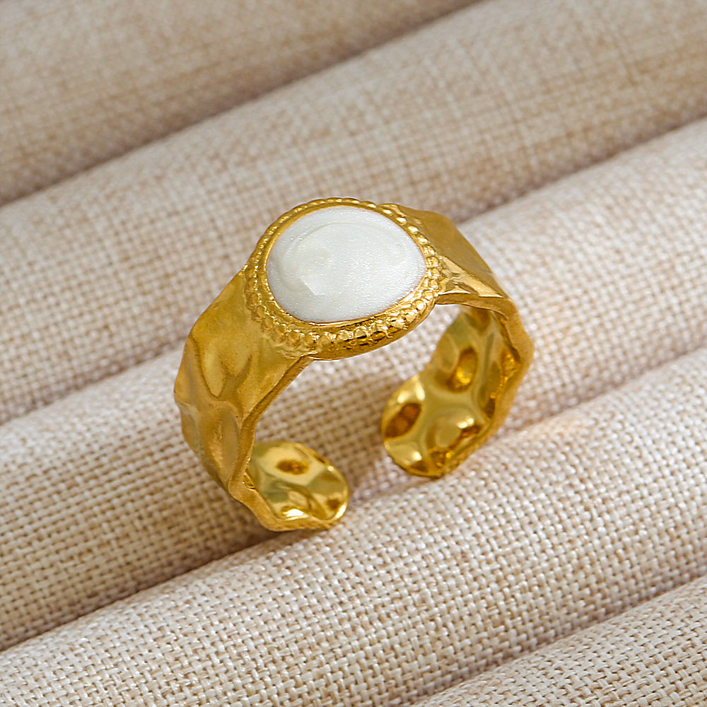 Anillo abierto de acero inoxidable 304 con letras geométricas, estilo hip hop, punk y streetwear. 
