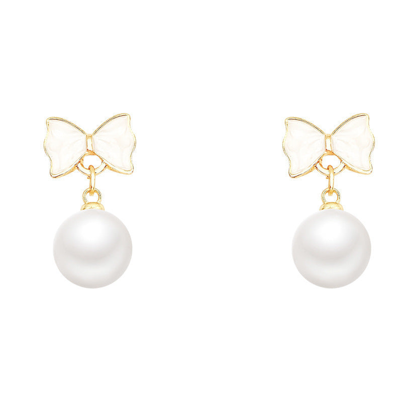 1 Pair Sweet IG Style Geometric Heart Shape Butterfly Inlay Alloy Rhinestones Pearl Drop Earrings Ear Studs