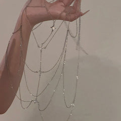 Multi-layer zircon necklace body chain collarbone chain