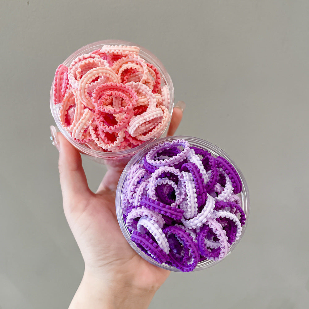 Banda de goma para niños, banda de goma de encaje enlatado de colores, cinta para el cabello elástica alta para niñas 