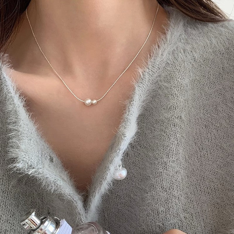 Collar versátil de perlas para mujer, cadena de clavícula que no se decolora, joyería 