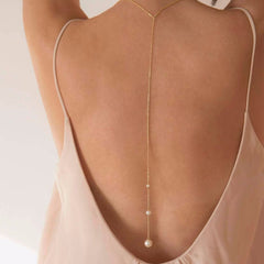 Pearl Back Chain Imitation Pearl Body Chain Y Necklace