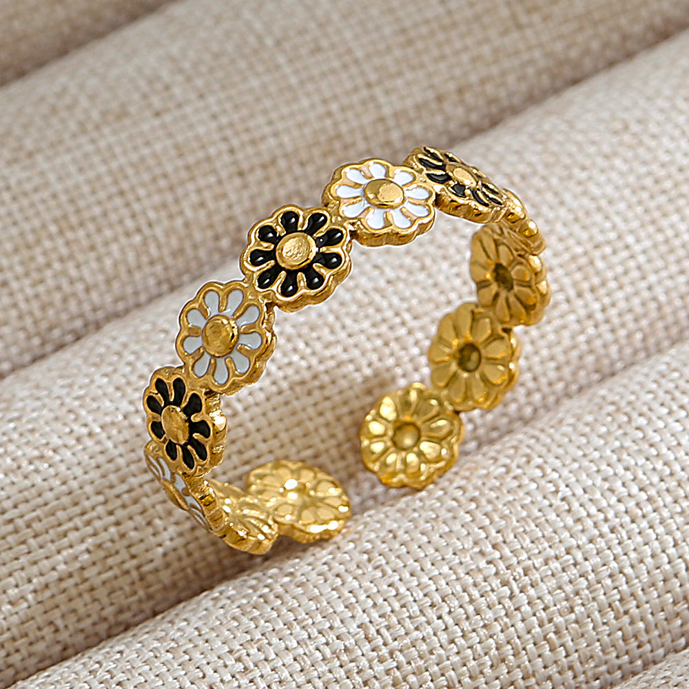 Anillo abierto de acero inoxidable 304 con letras geométricas, estilo hip hop, punk y streetwear. 